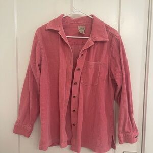 Vintage 90s L.L. Bean Pink Corduroy Pink Button Down Women’s Shirt